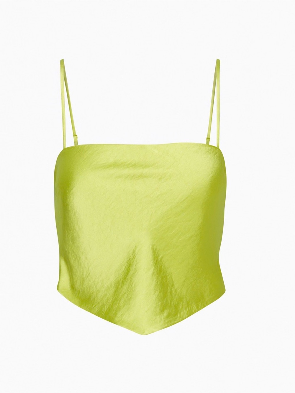 Sunday Best Lime Green Satin Cowl-Front Tie-Back Camisole